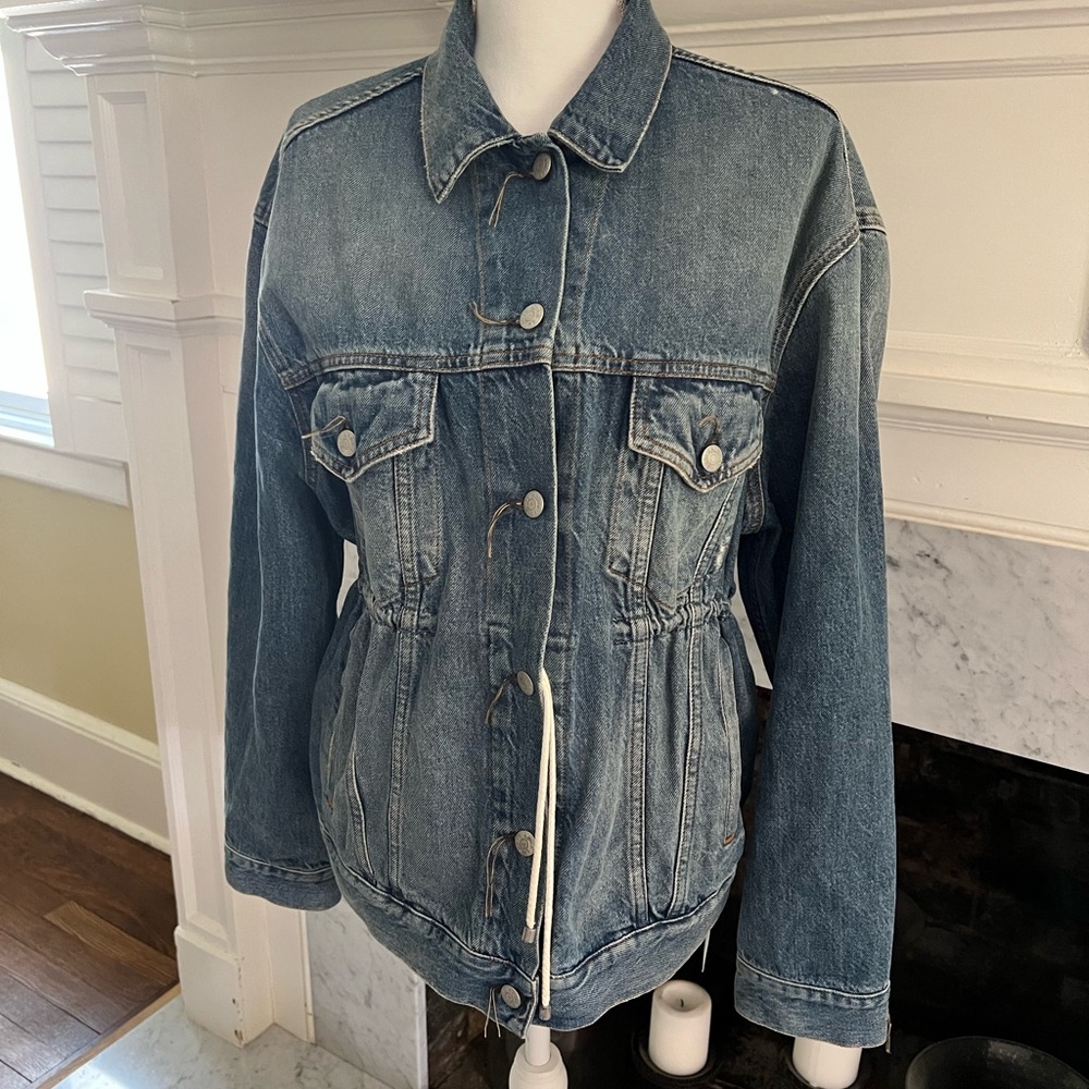 Acne Studios Bla Konst Stockholm Denim Drawstring Jacket - Mid-Blue - W Size 36